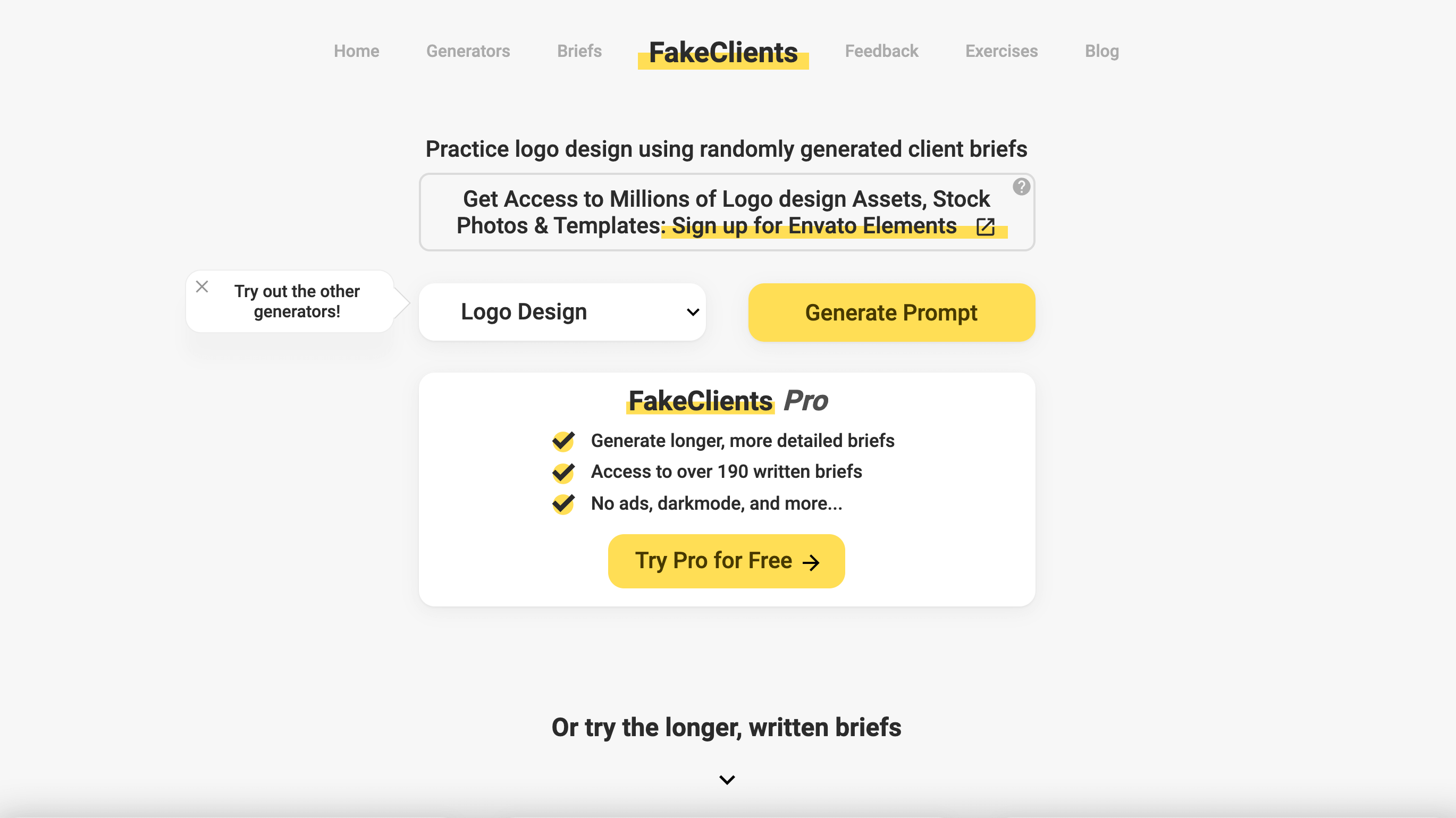 A screenshot of Fakeclients.com 30 day logo challenge generator