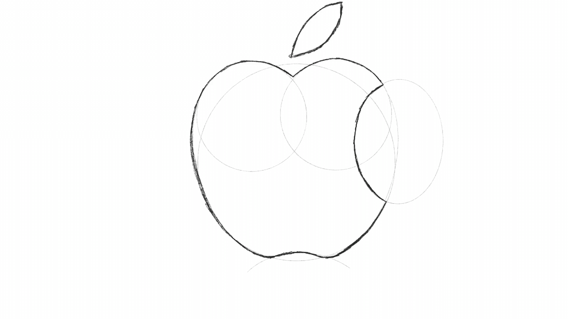 Step 5 of drawing the Apple logo: Trace the apple
