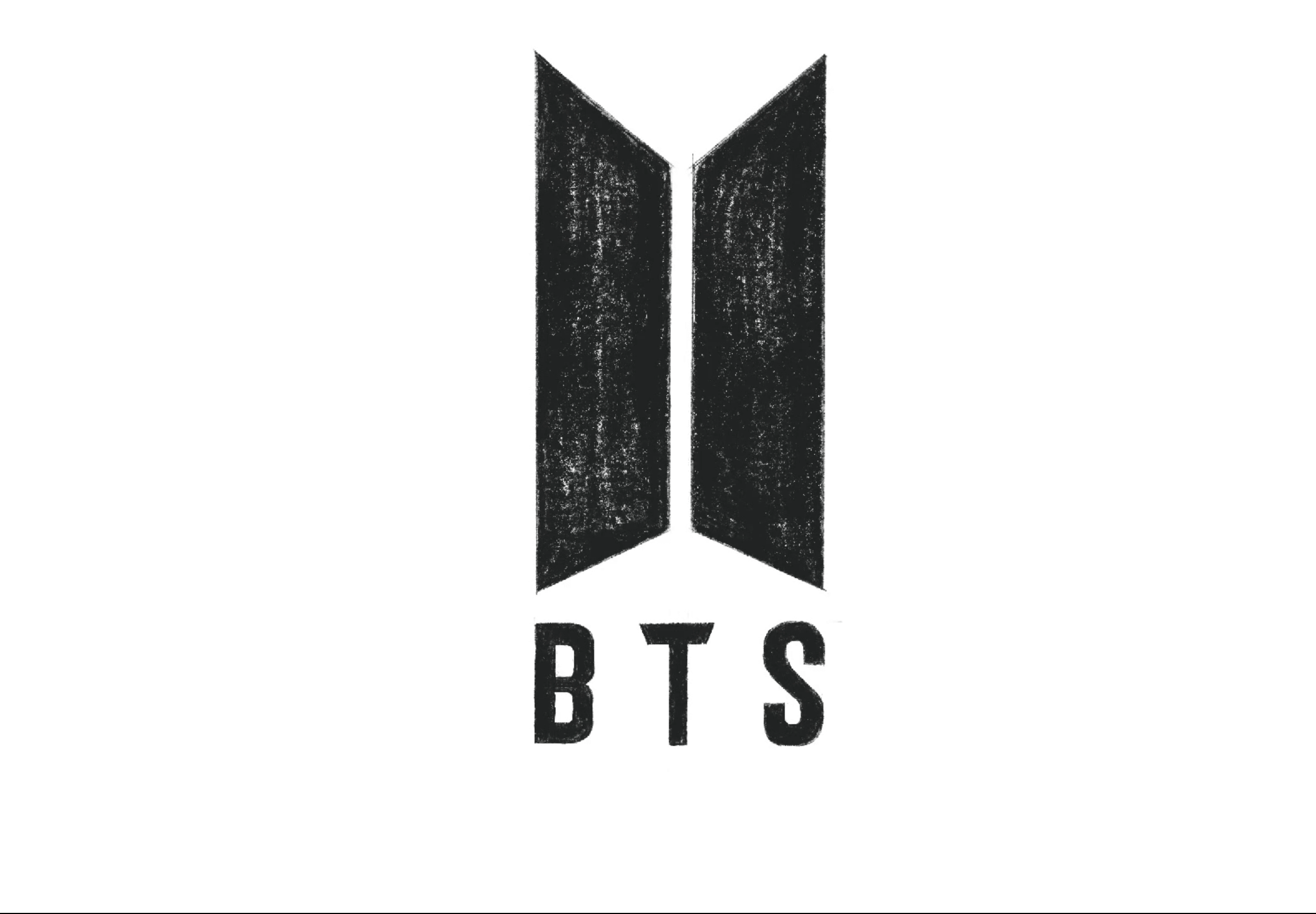 Step 4 of drawing the BTS logo: Fill in the Symbol and BTS Letters