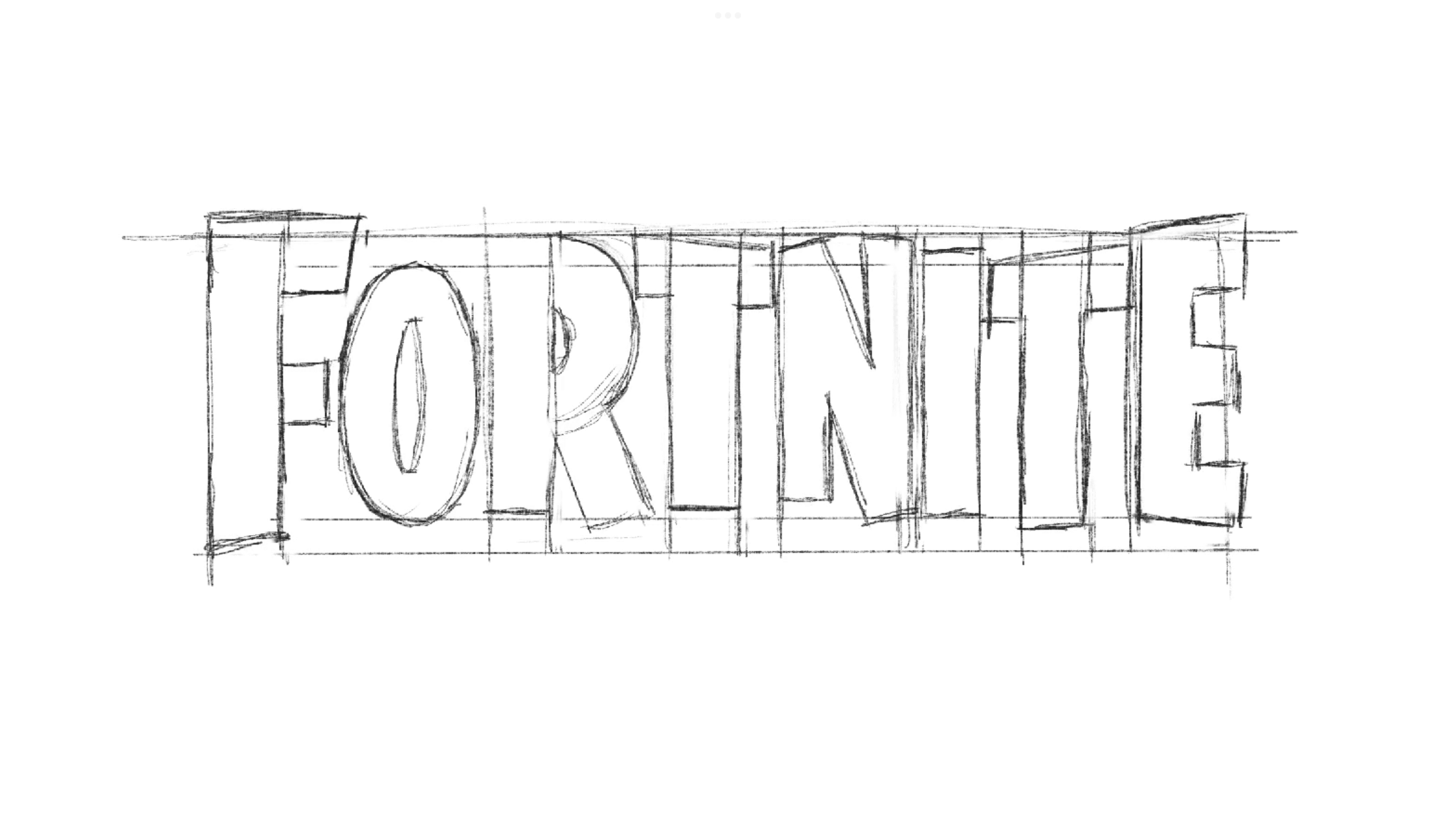 Step 3 of drawing the Fortnite logo: Draw the letters inside the outlines