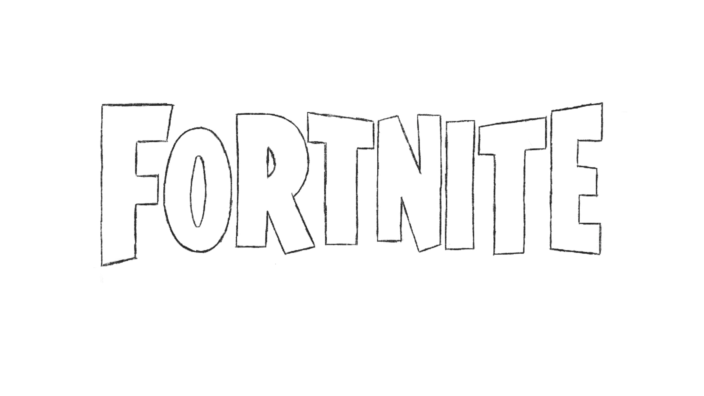 Step 5 of drawing the Fortnite logo: Erase the outlines