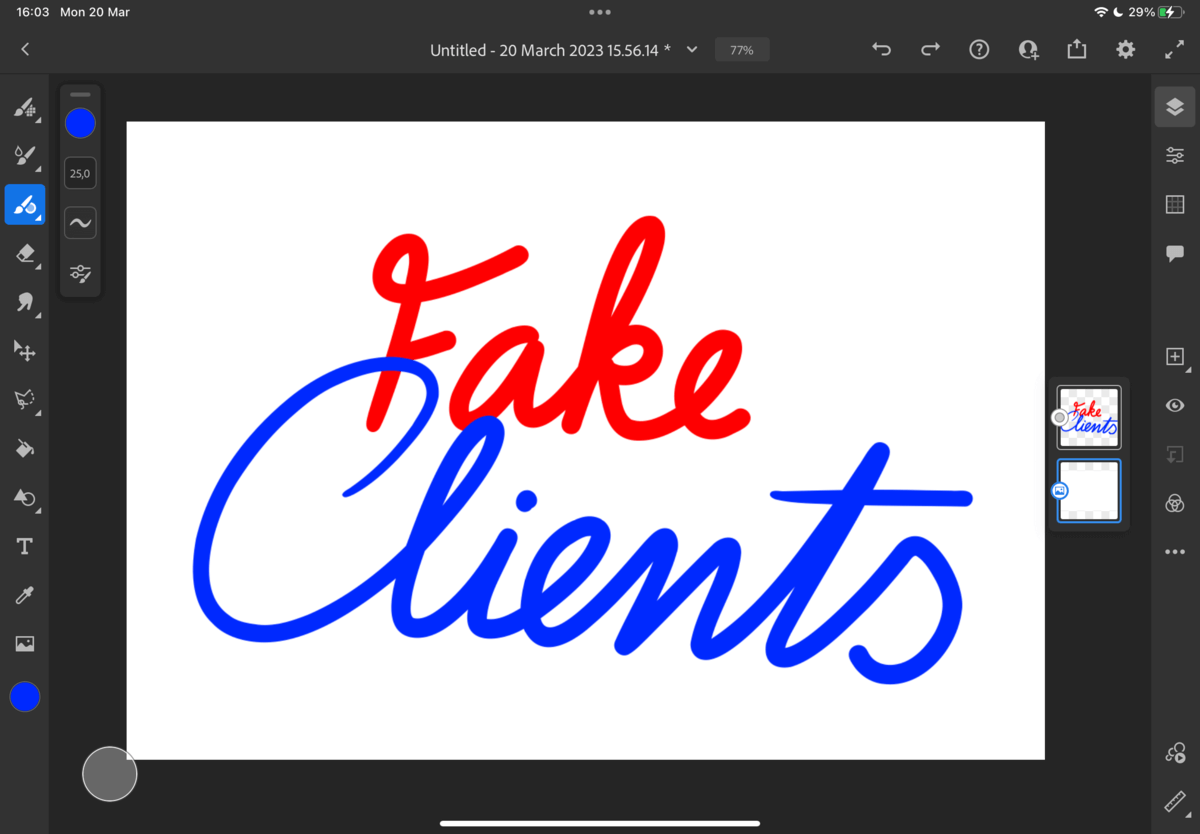 Screenshot of graphic design in the Adobe Fresco app