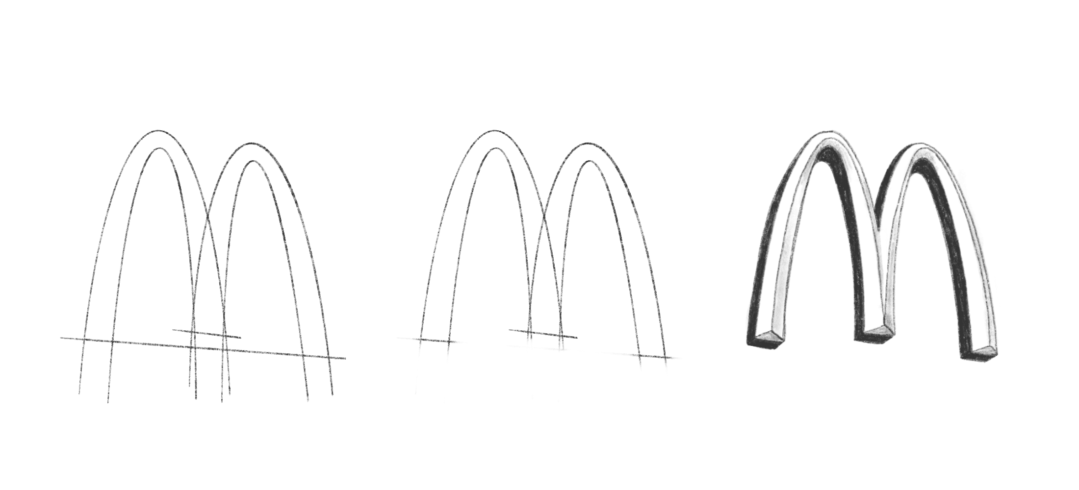 A step-by-step easy drawing guide for drawing the McDonald's logo
