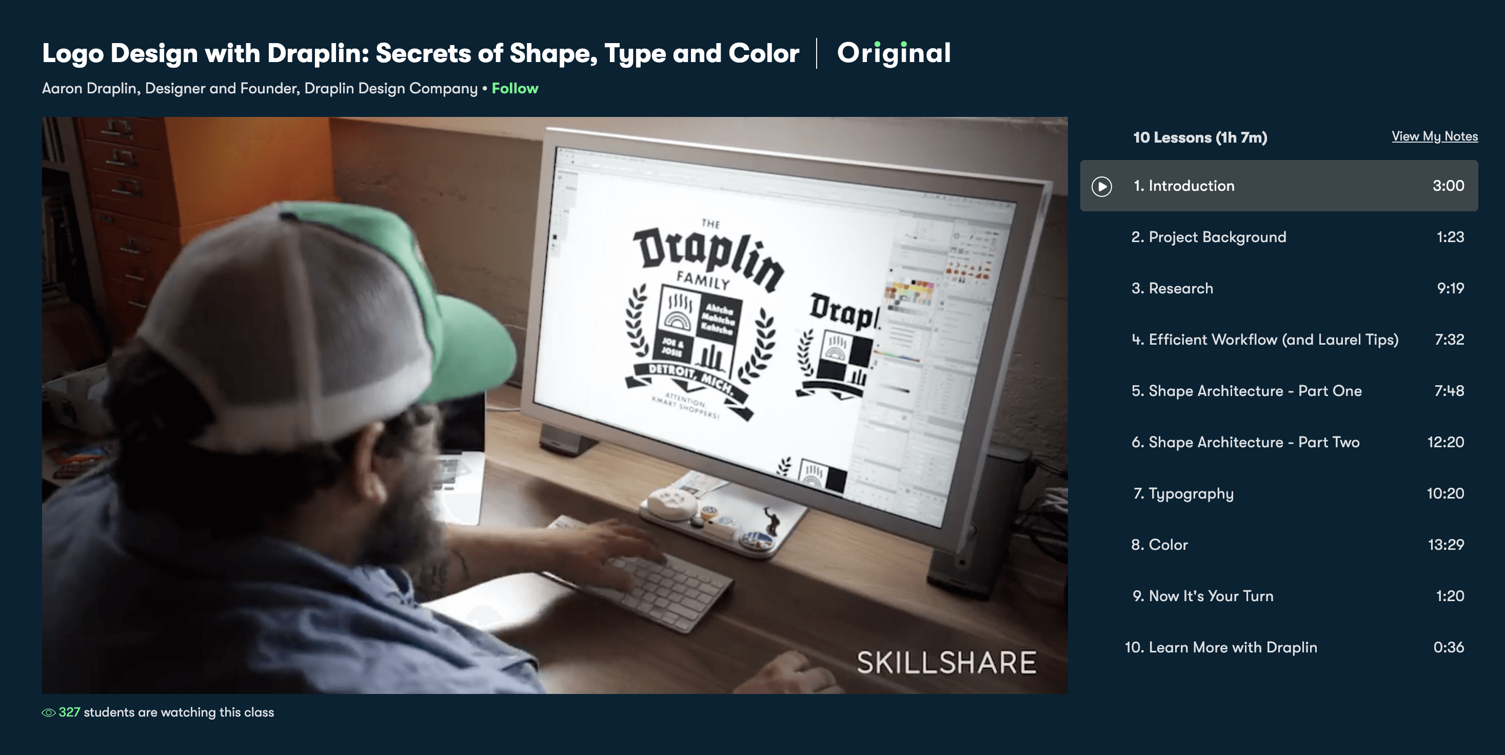 A still from the Skillshare course 'Logo Design with Draplin: Secrets of Shape, Type, and Color'