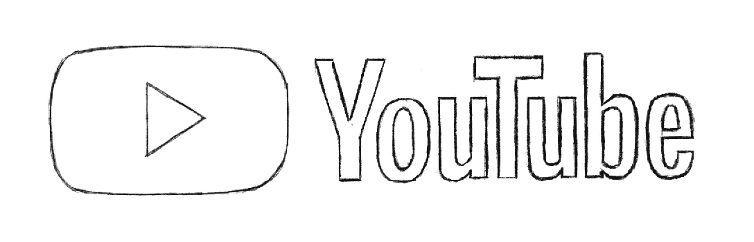 Step 5 of drawing the YouTube logo: Finish and erase outlines